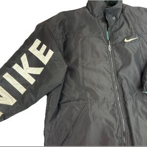 Vintage 90’s Nike Reversible Big Swoosh Puffer Jacket Green/black Mens Size L/XL